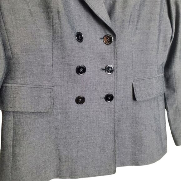 TAHARI Womens Blazer SZ 10 Gray Double Breasted Animal Lined Academia Office - Picture 4 of 11